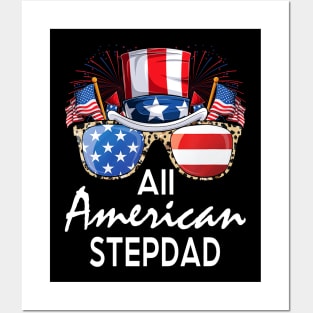 All American Stepdad 4th of July USA America Flag Sunglasses Posters and Art